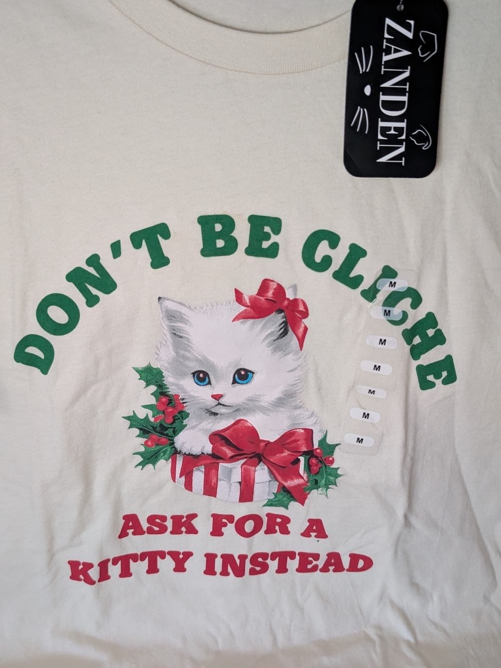 White 'Don't Be Cliche' Kitty Graphic Tee